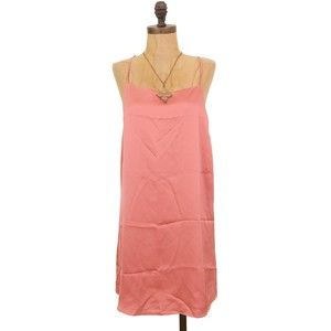 Little Lie Satin Slip Dress Size L Cross Back Strappy Mini Pink NWT B79